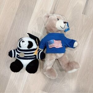 New Plush Teddy Bear and Panda Set